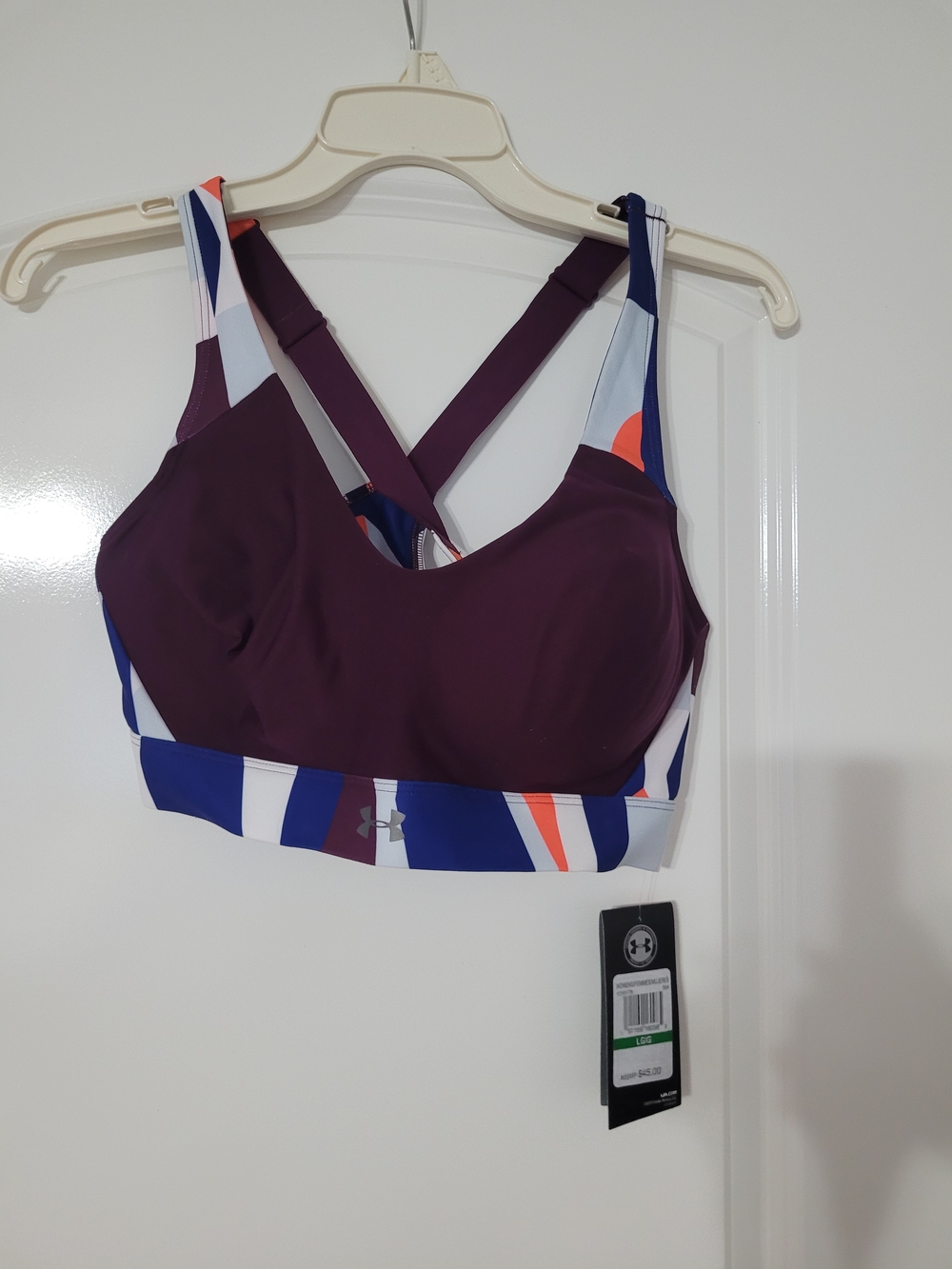 Under Armour Plum Strappy Sports Bra with Multicolor Band